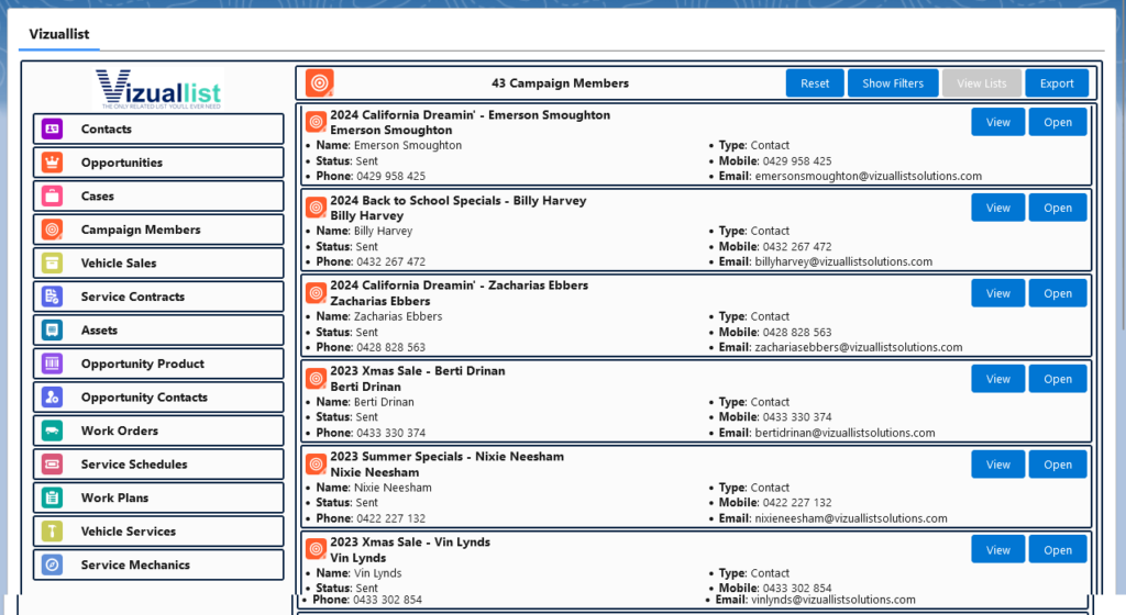 Account Vizuallist Combo List Example