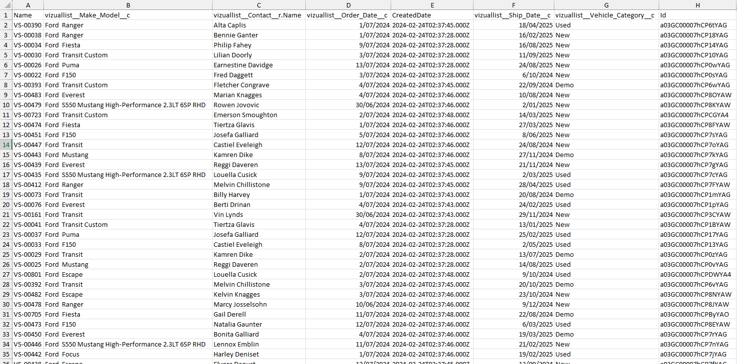 CSV Record List Output