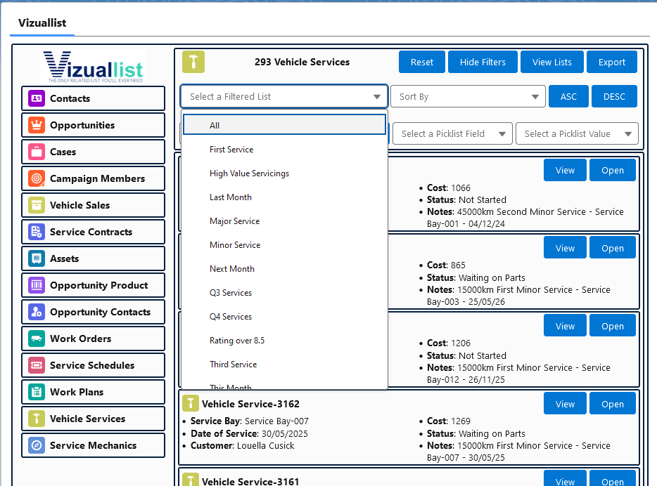 Filtered Lists from the Selected Object