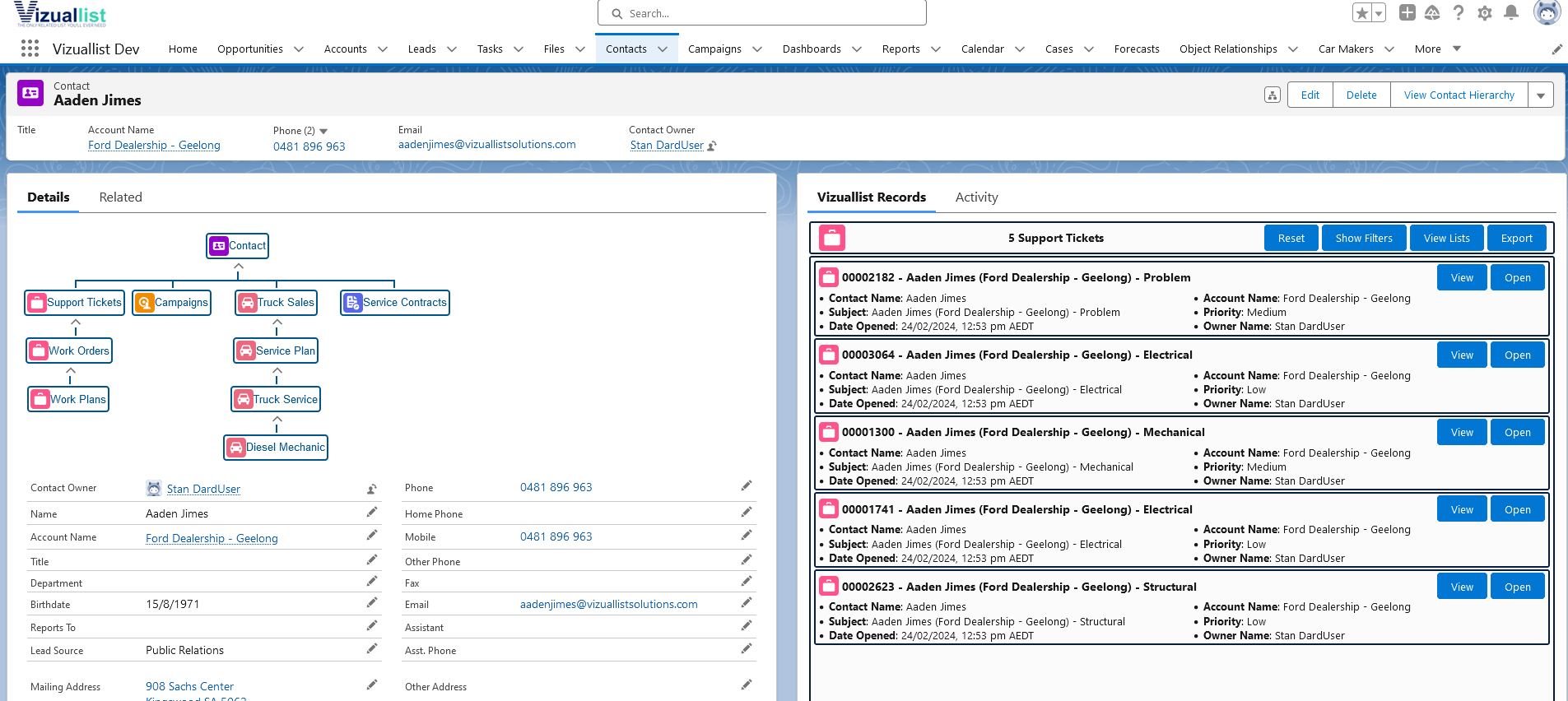 Vizuallist Customizations - Contact-specific Labels with Icon changes